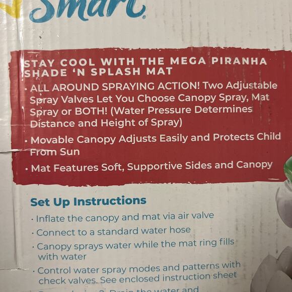 Aqua Leisure Mega Piranha Shade N Splash Mat & Canopy 6 Ft New - Picture 8 of 10